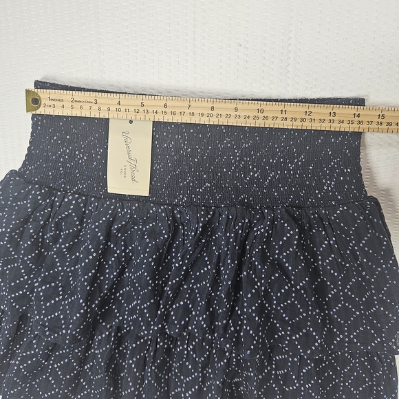 Universal Thread Smocked Waist Tiered Mini Skirt Navy Blue Boho Cotton Size M - Picture 8 of 9